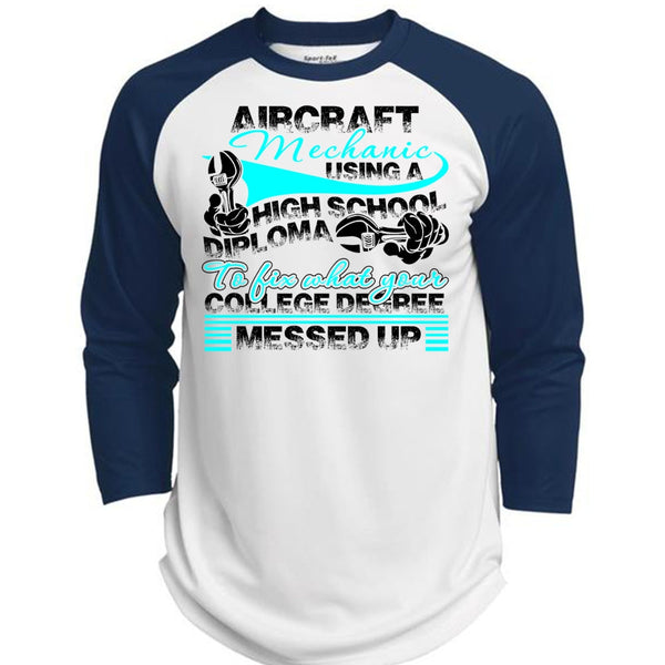 Aircraft Mechanic Using A High School T Shirt, I Love Mechanic T Shirt, Awesome T-Shirts  (Polyester Game Baseball Jersey)
