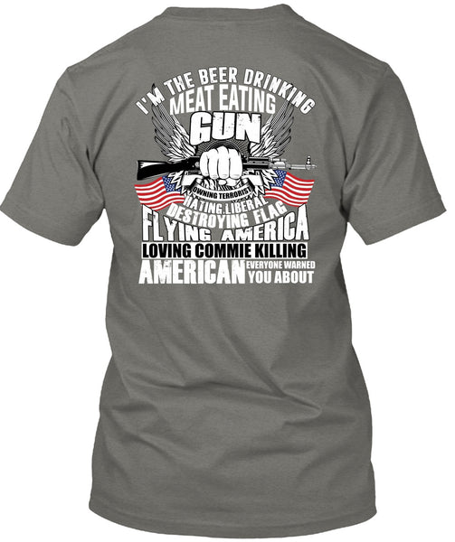 Meat Eating Gun T Shirt, Flying America T Shirt