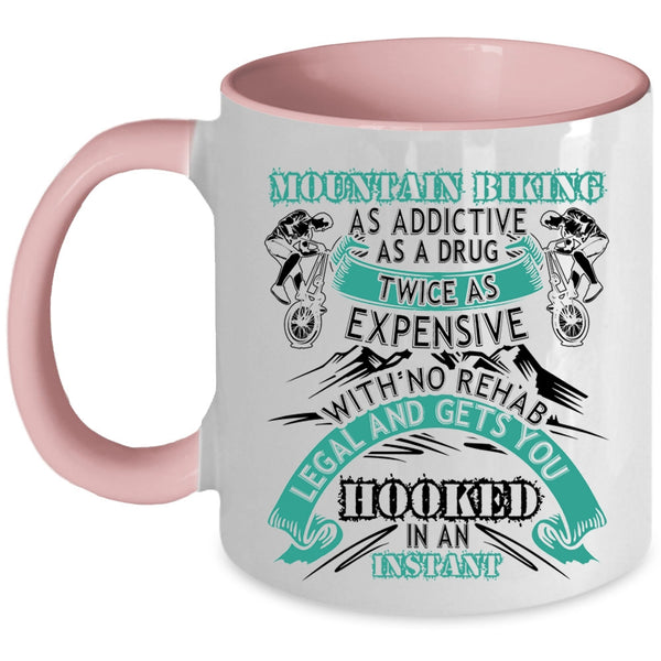 Funny Mountain Bikers Coffee Mug, Mountain Biking As Addictive Accent Mug