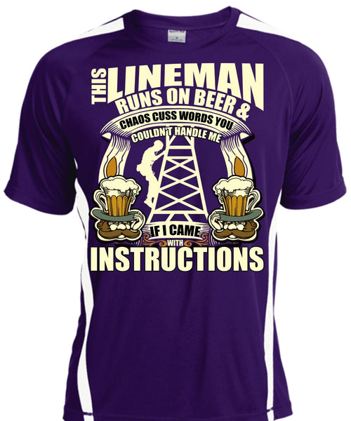 This Lineman Runs On Beer T Shirt, I Came With Instructions T Shirt, Cool Shirt