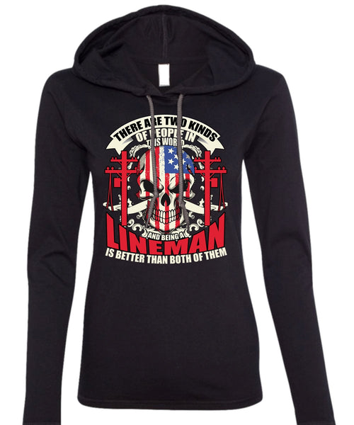 Being A Lineman T Shirt, I Love Lineman T Shirt (Anvil Ladies Ringspun Hooded)