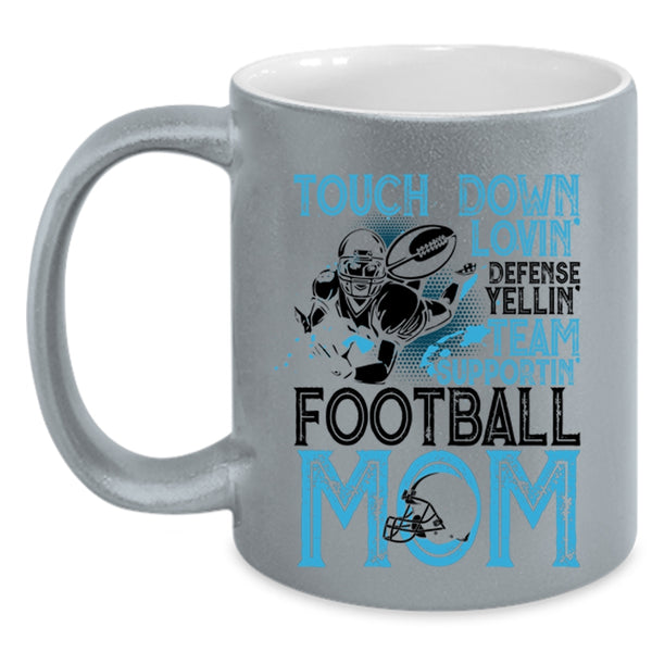 Football Mom Coffee Mug, Touch Down Loving Team Supporting Accent Mug