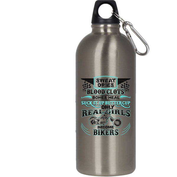 Only Real Girls Become Bikers 20 oz Stainless Steel Bottle,Awesome Girls Outdoor Sports Water Bottle