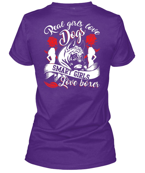Real Girls Love Dogs T Shirt, Smart Girls Love Boxer T Shirt