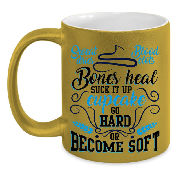 Funny Baking Coffee Mug, Cupcake Go Hard Or Become Soft Accent Mug