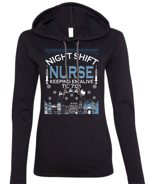 Night Shift Nurse Keeping T Shirt, This Girl Loves Christmas T Shirt (Anvil Ladies Ringspun Hooded)