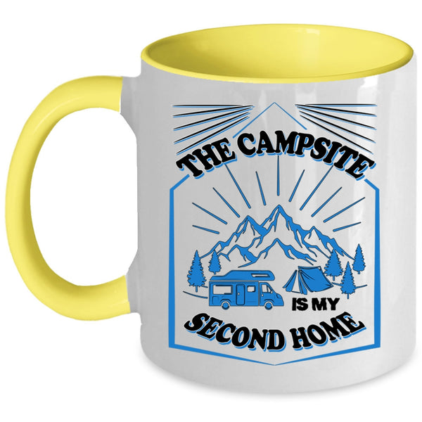 Cute Camper Coffee Mug, The Campsite Is My Second Home Accent Mug