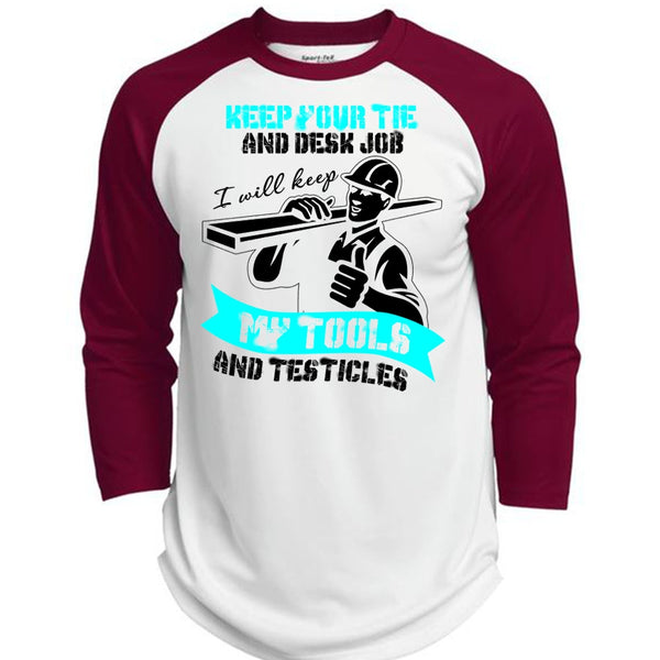 My Tools And Testicles T Shirt, I Love Ironworker T Shirt, Awesome T-Shirts  (Polyester Game Baseball Jersey)