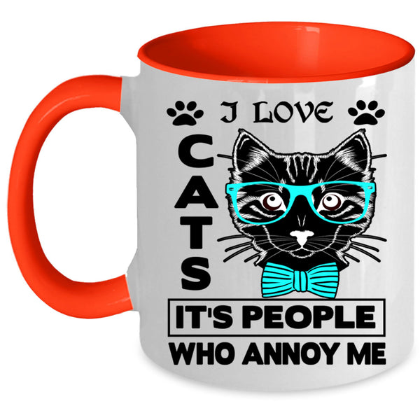Cute Gift For Cat Lovers Coffee Mug, I Love Cats Accent Mug