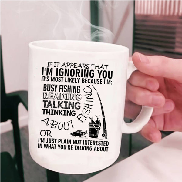 Talking About Fishing Coffee Mug, Reading About Fishing Cup