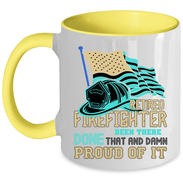 Cool American Flag Coffee Mug, Retired Firefighter Accent Mug