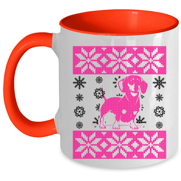 Ugly Christmas Coffee Mug, Cute Dachshund Accent Mug