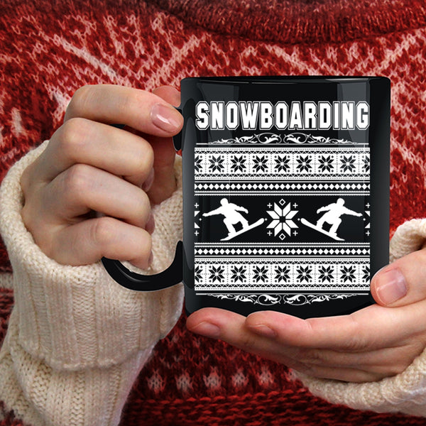 Snowboarding Coffee Mug, Merry Little Christmas Coffee Cup