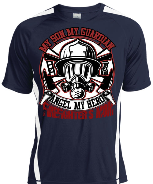 Firefighter's Mom T Shirt, My Son My Guardian Angel T Shirt, Cool Shirt
