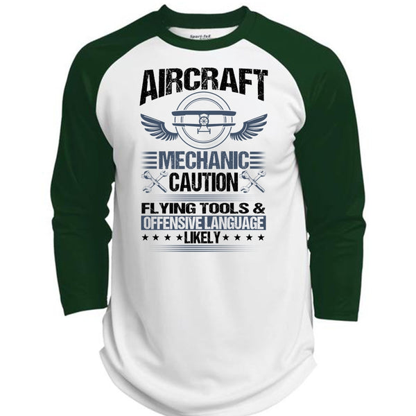 Aircraft Mechanic Caution Flying Tools T Shirt, I Love Mechanic T Shirt, Awesome T-Shirts  (Polyester Game Baseball Jersey)