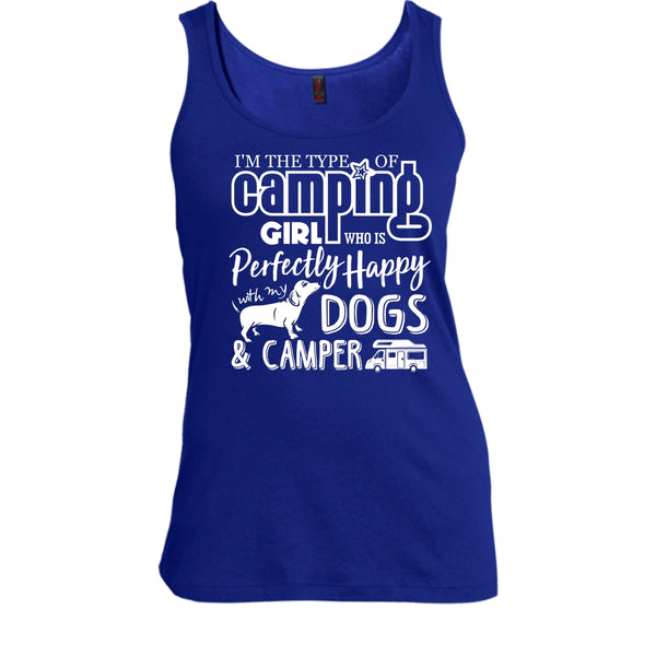 I'm The Type Of Camping Girl T Shirt, Happy With My Dogs & Camper T Shirt, Cool T Shirt