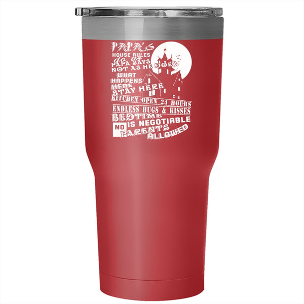 Papa's House Rules Tumbler 30 oz Stainless Steel, Gift For Father's Day Travel Mug