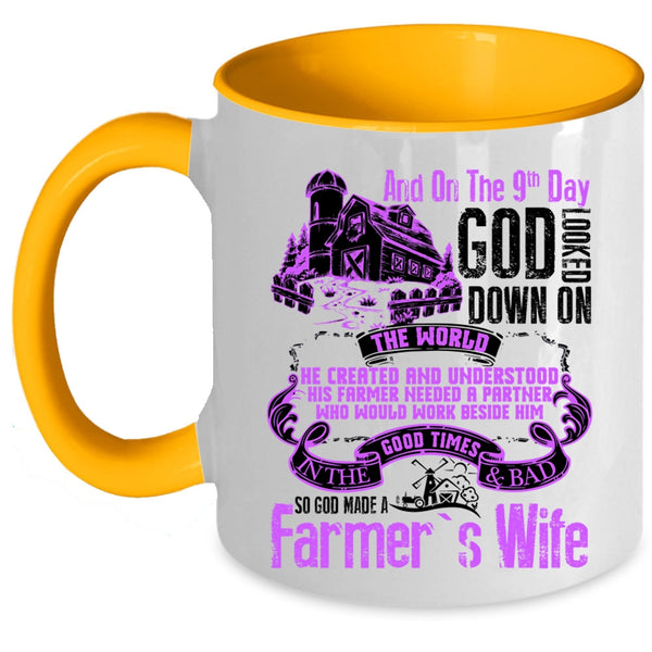 Funny Farmer's Wife Coffee Mug, On The 9th Day God Made A Farmer's Wife Accent Mug