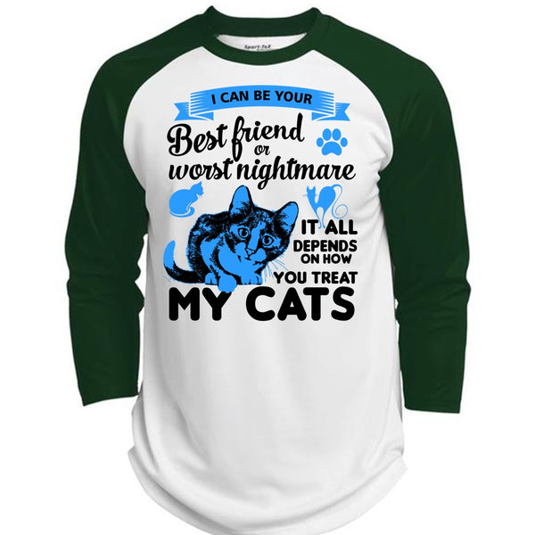 It All Depends On How You Treat My Cats T Shirt, I Love My Cat T Shirt  (Polyester Game Baseball Jersey)