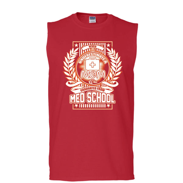 Neve Underestimate A Mom T Shirt, Graduated From Med School Tank Top (Men's Cotton Sleeveless)