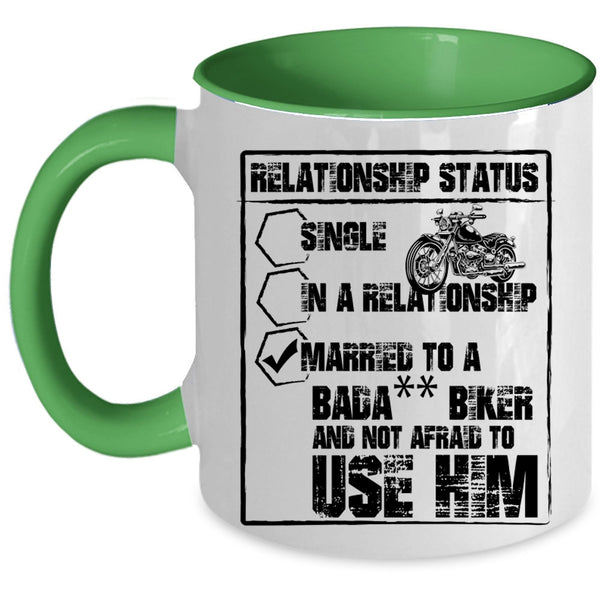 Married To A Biker Coffee Mug, Relationship Status Accent Mug