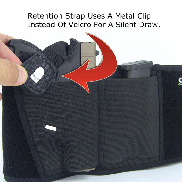 Ultimate Belly Band Holster for Concealed Carry, Black, Fits Gun Smith and Wesson Bodyguard, Glock 19, 17, 42, 43, P238, and Similar Sized Guns