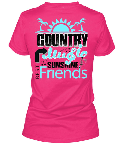 Country Music Sunshine Best Friends T Shirt, My Favorite T Shirt, Cool Shirt (Ladies LS Heather V-Neck)