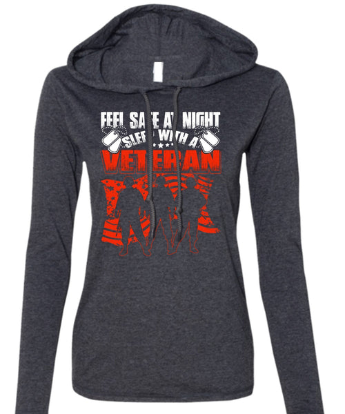 Sleep With A Veteran T Shirt, Being A Veteran T Shirt (Anvil Ladies Ringspun Hooded)