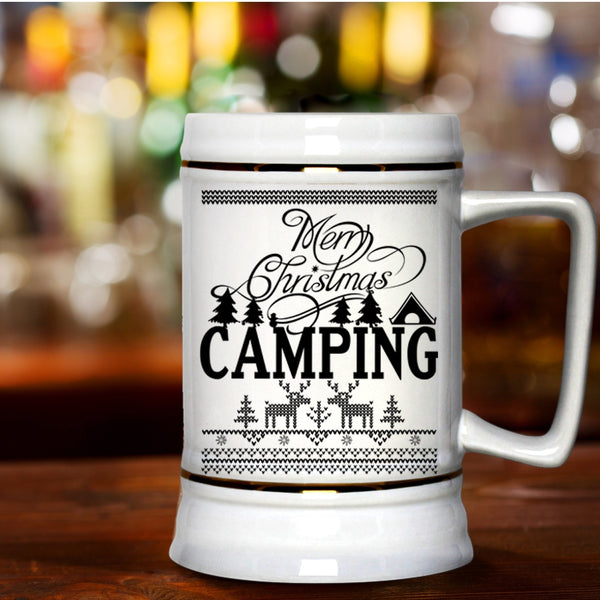 Camping Beer Stein 22oz, Merry Christmas Beer Mug