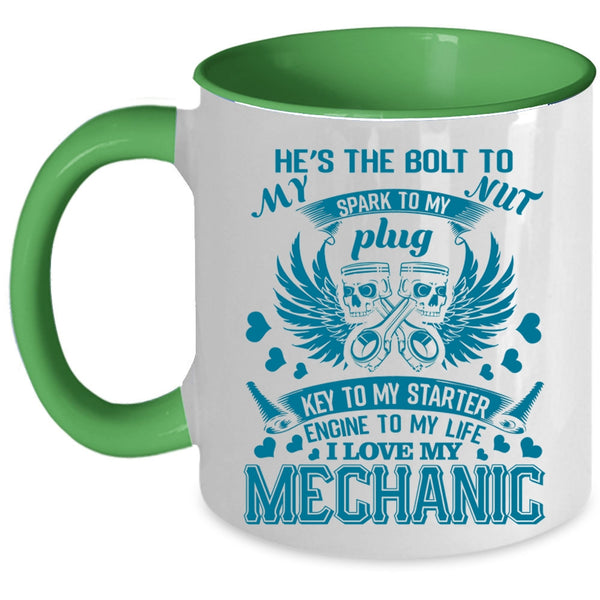 Cool Mechanis's Girlfriend Coffee Mug, I Love My Mechanic Accent Mug