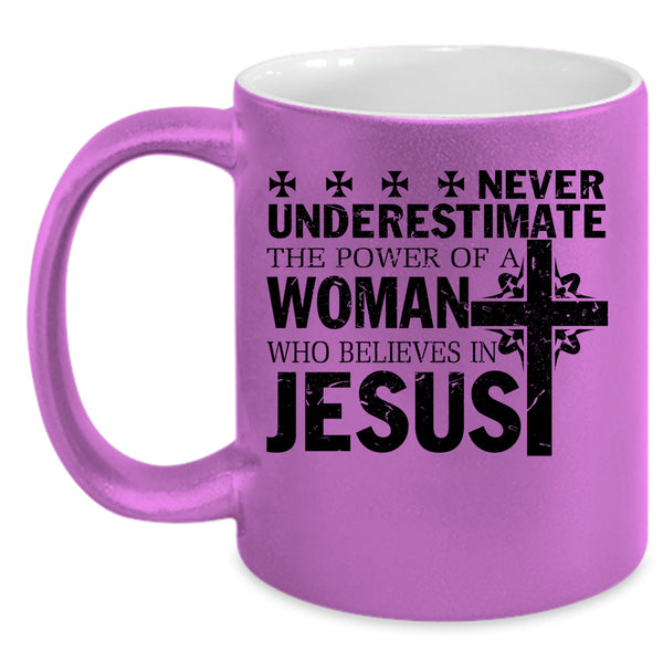 Cool Woman Coffee Mug, Woman Believes In Jesus Accent Mug