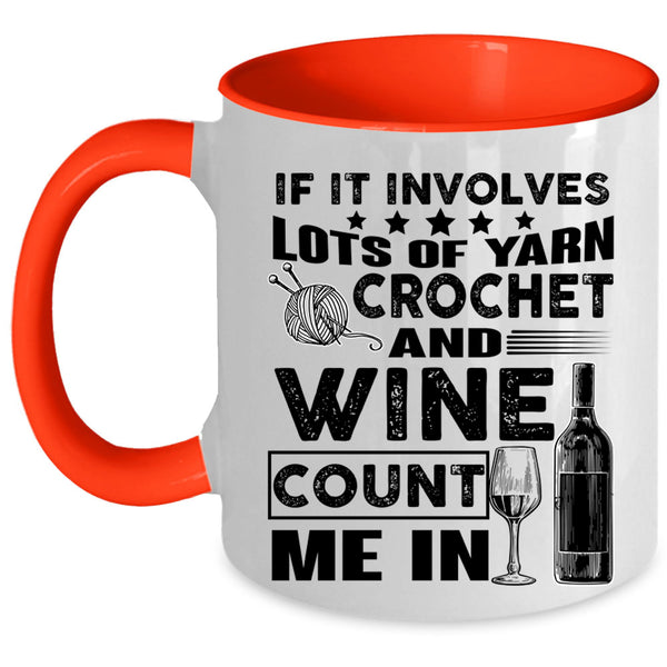 Wine Drinker Coffee Mug, Crochet And Wine Accent Mug