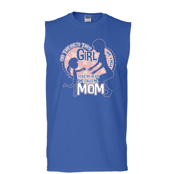 She Kinda Stole My Heart T Shirt, He Calls Me Mom Tank Top (Men's Cotton Sleeveless)