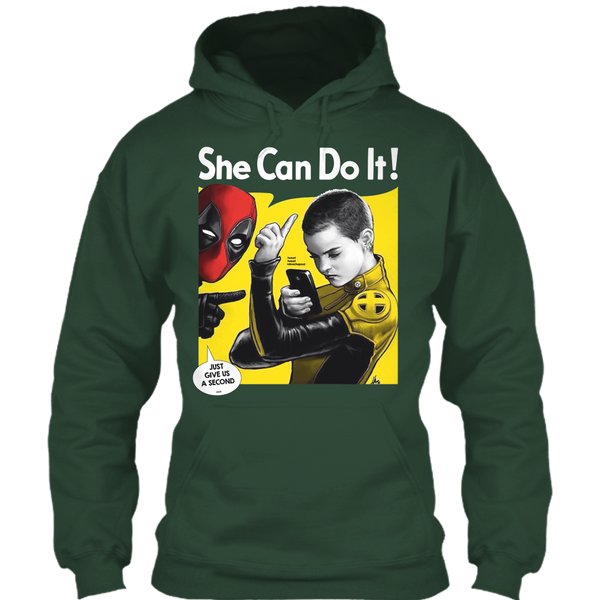 A black t-shirt with the shopify logo