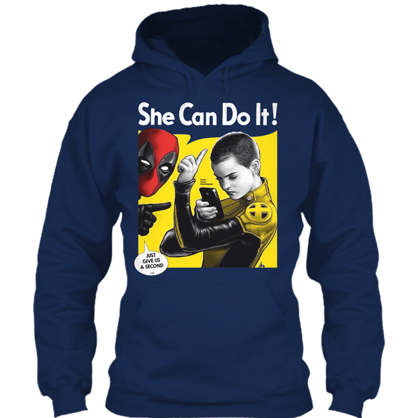 A black t-shirt with the shopify logo