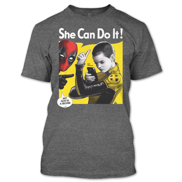 A black t-shirt with the shopify logo