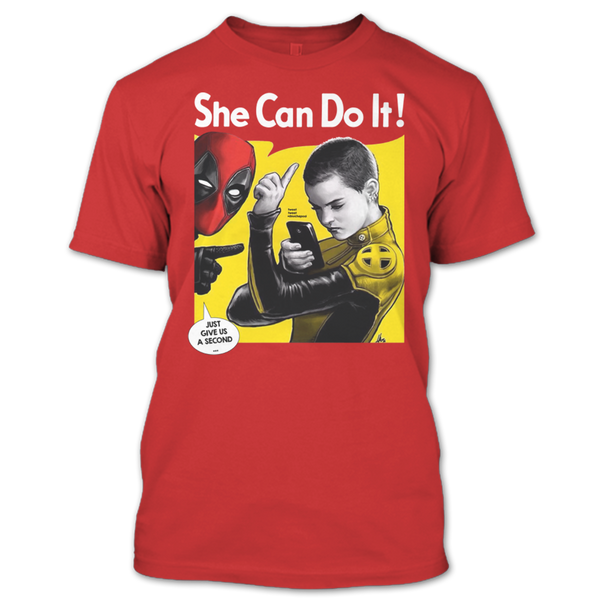 A black t-shirt with the shopify logo