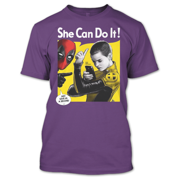 A black t-shirt with the shopify logo