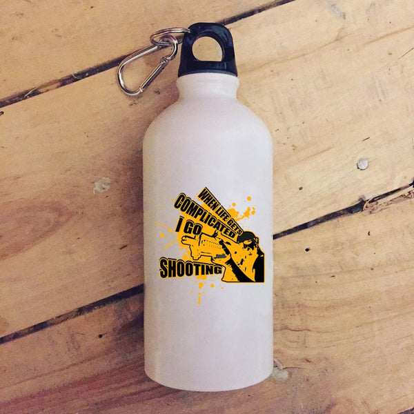 When Life Gets Complicated I Go Shooting 20 oz Stainless Steel Bottle,Go Shooting Outdoor Sports Water Bottle