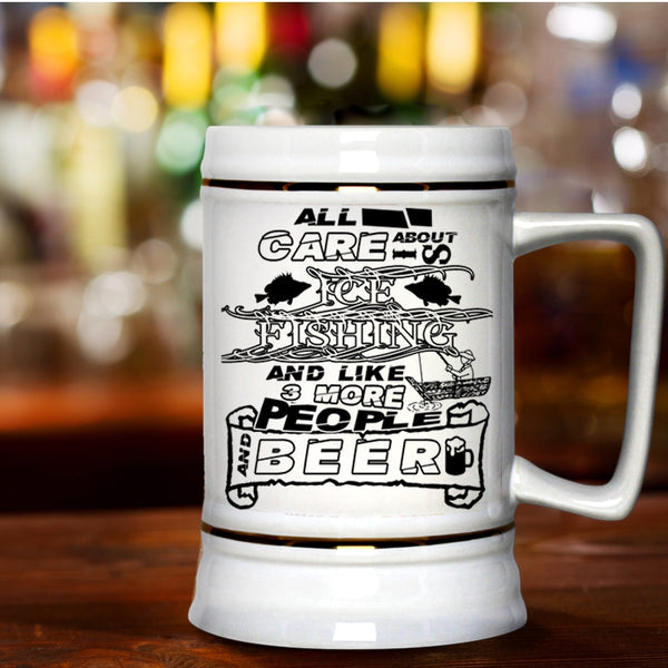 Gift For Fisher Beer Stein 22oz, All I Care About Is Ice Fishing Beer Mug
