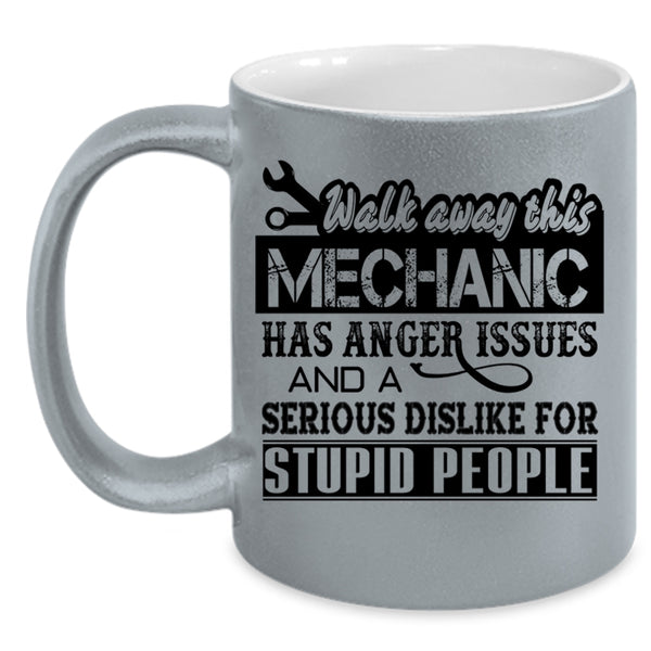 Funny Mechanics Coffee Mug, This Mechanic Has Anger Issue Accent Mug