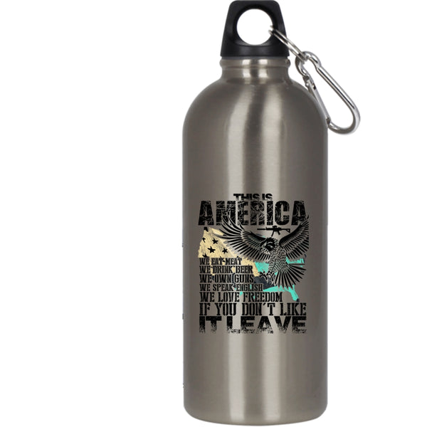 This Is America 20 oz Stainless Steel Bottle,We Eat meat We Love Freedom Outdoor Sports Water Bottle