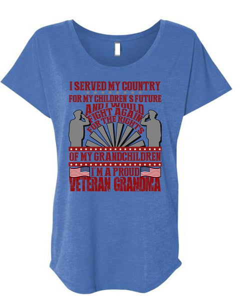 I'm A Proud Veteran Grandma T Shirt, My Children's Future T Shirt, Cool Shirt (Ladies' Triblend Dolman Sleeve)