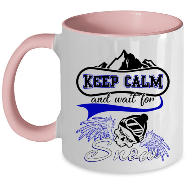 Funny Skiing Coffee Mug, Keep Calm And Wait For Snow Accent Mug