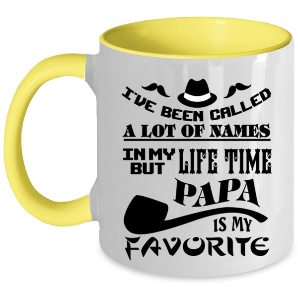 Funny Gift For Papa Coffee Mug, Papa Is My Favorite Name Accent Mug