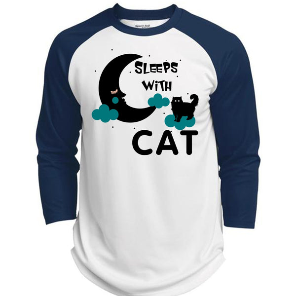 Sleeps With Cat T Shirt, I Love My Cat T Shirt, Favorite T Shirt  (Polyester Game Baseball Jersey)