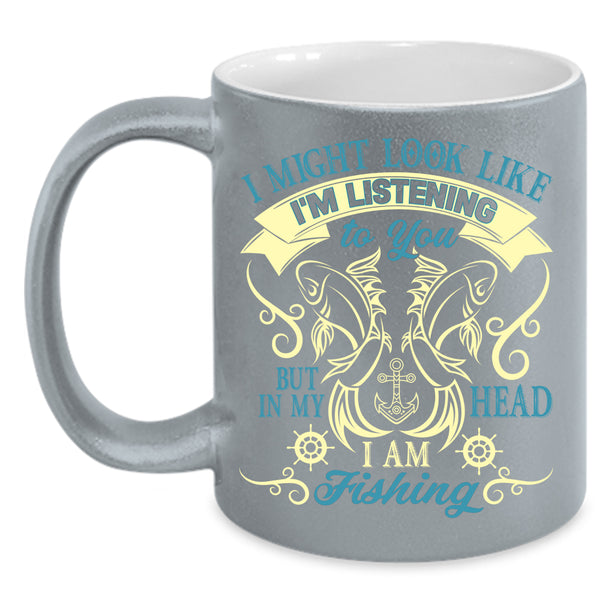 In My Head I Am Fishing Coffee Mug, Outdoor Coffee Cup