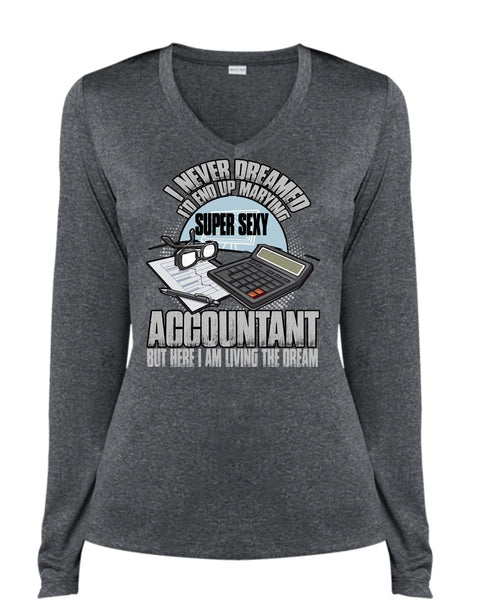 I'd End Up Marrying Accountant T Shirt, Being An Accountant T Shirt, Cool Shirt (Ladies LS Heather V-Neck)