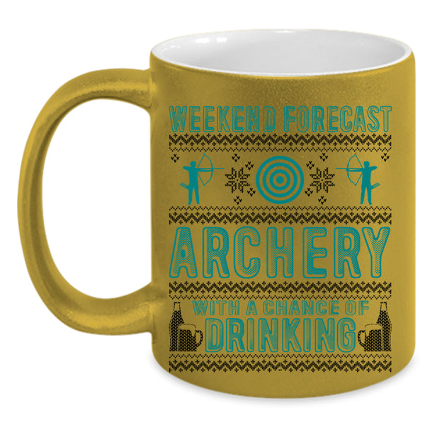 Chance Of Drinking Coffee Mug, Weekend Forecast Archery Accent Mug