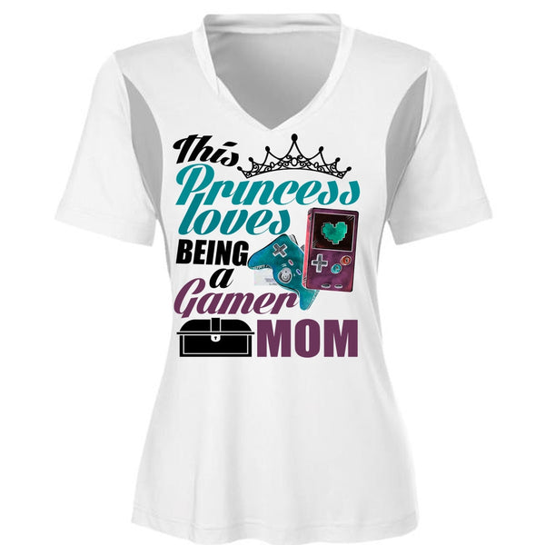 This Princess Loves T Shirt, Being A Gamer Mom T Shirt, Cool Shirt (Ladies LS Heather V-Neck)